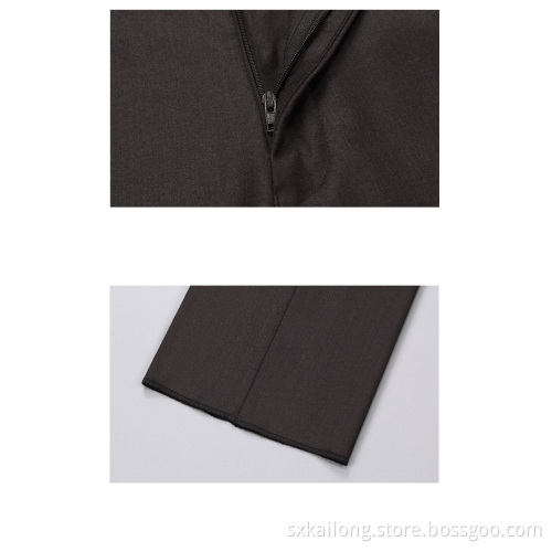 Solid Brown 100% Wool Men's Pants Suit Pants